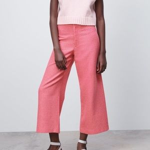 Zara tweed wide leg pink pants